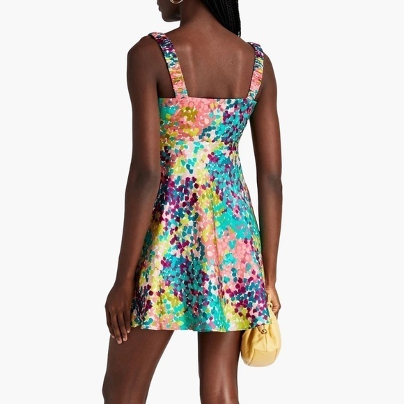 Nicholas NWT 100% Silk Satin Simie Gathered Confetti Multicolor Mini Dress 2, XS - Picture 6 of 15